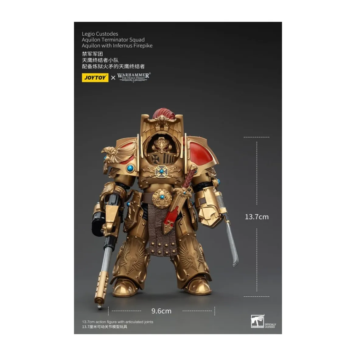 JoyToy Space Marines - Legio Custodes Aquilon Terminator Squad - Aquilon with Infernus Firepike