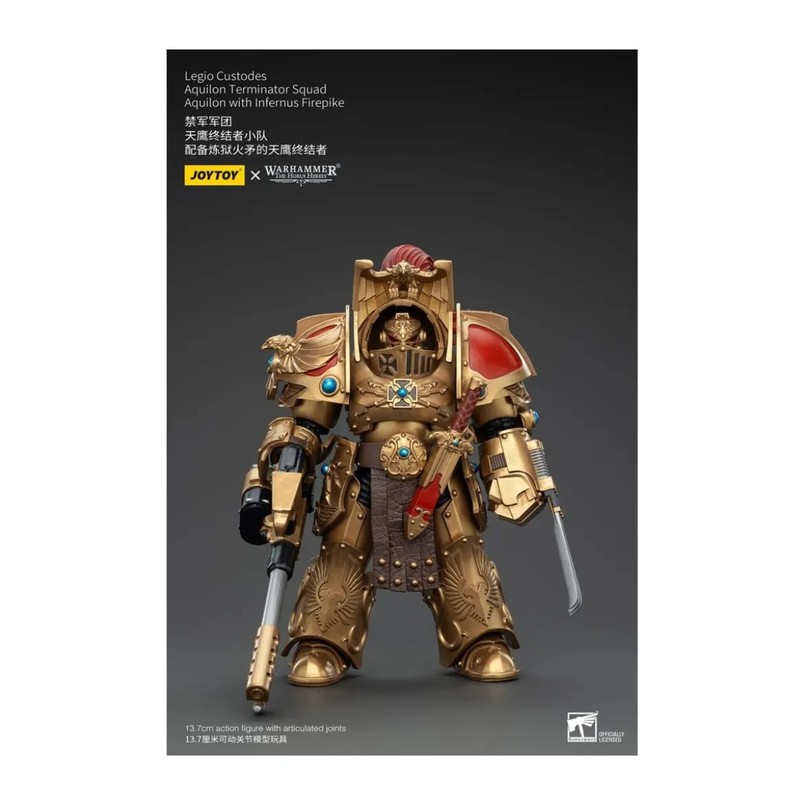 JoyToy Space Marines - Legio Custodes Aquilon Terminator Squad - Aquilon with Infernus Firepike