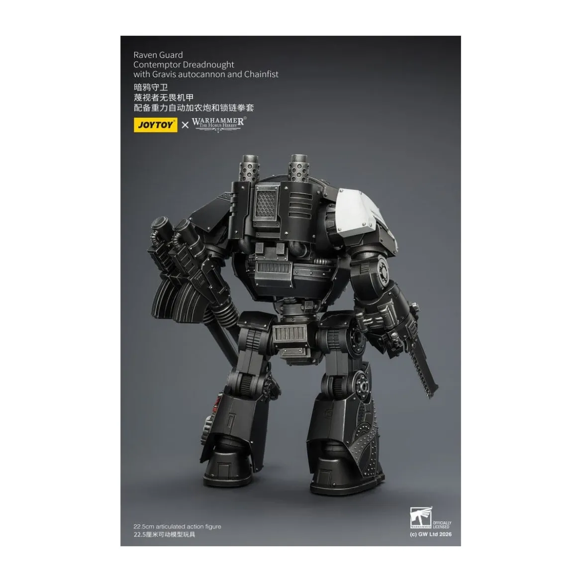 JoyToy Space Marines - Raven Guard - Contemptor Dreadnought with Gravis autocannon and Chainfist 1/18 - Warhammer 40k