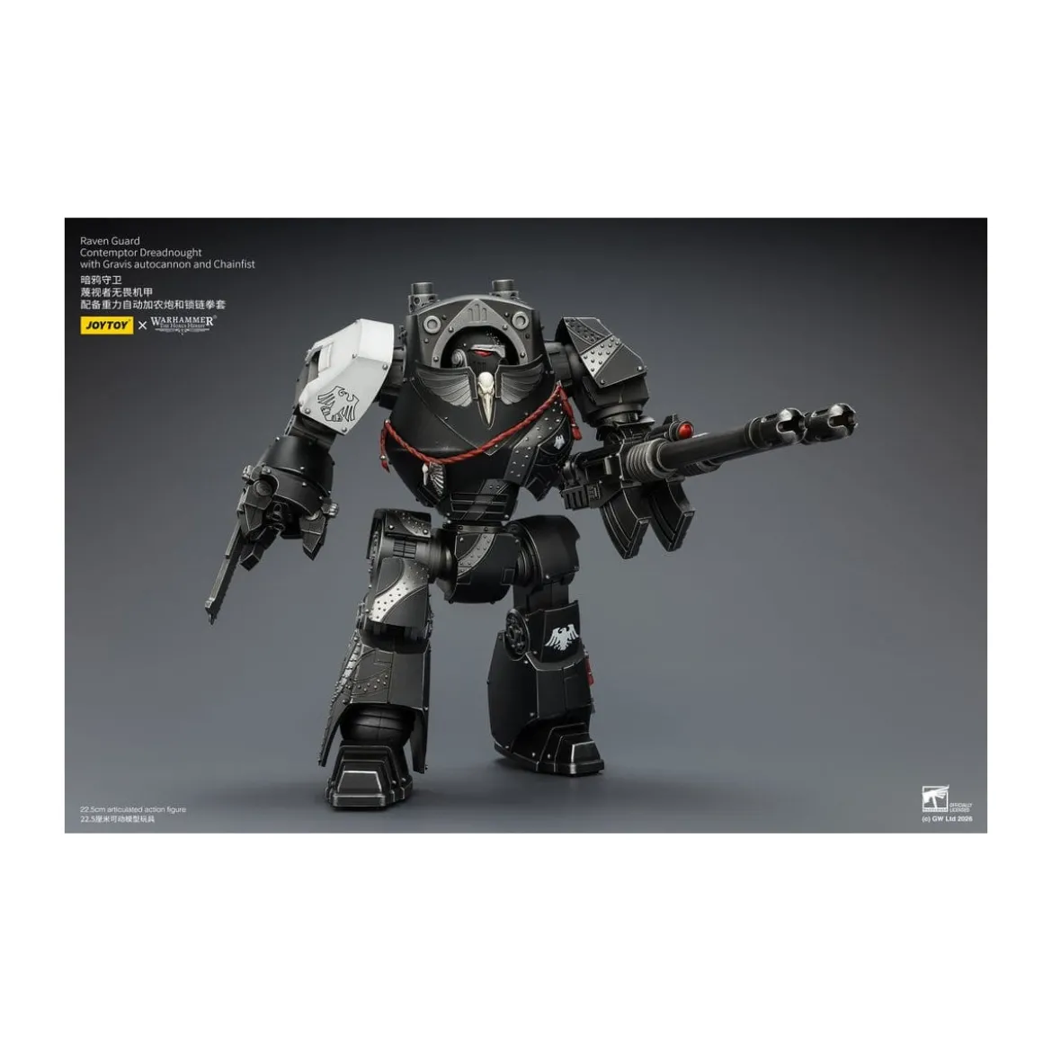 JoyToy Space Marines - Raven Guard - Contemptor Dreadnought with Gravis autocannon and Chainfist 1/18 - Warhammer 40k