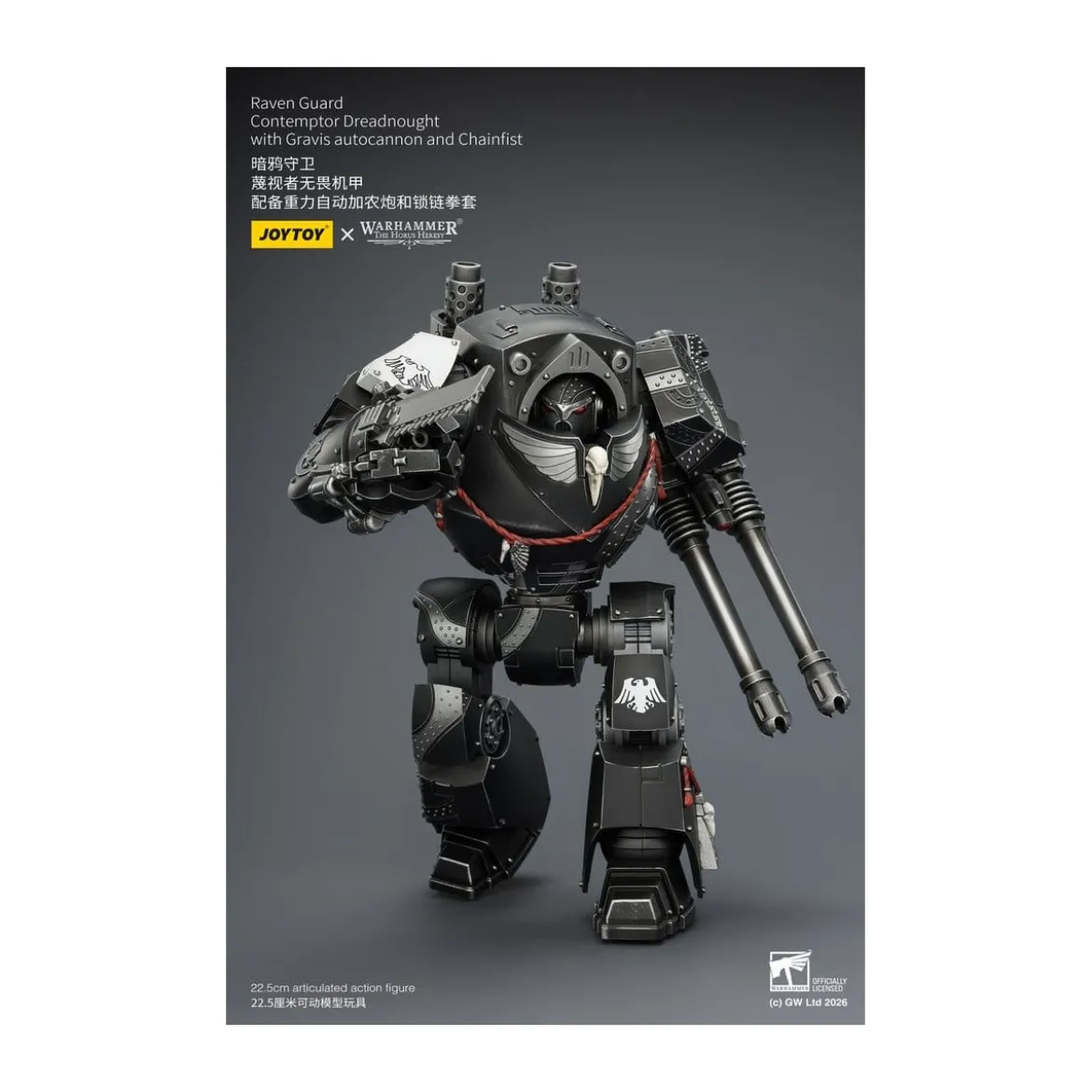 JoyToy Space Marines - Raven Guard - Contemptor Dreadnought with Gravis autocannon and Chainfist 1/18 - Warhammer 40k