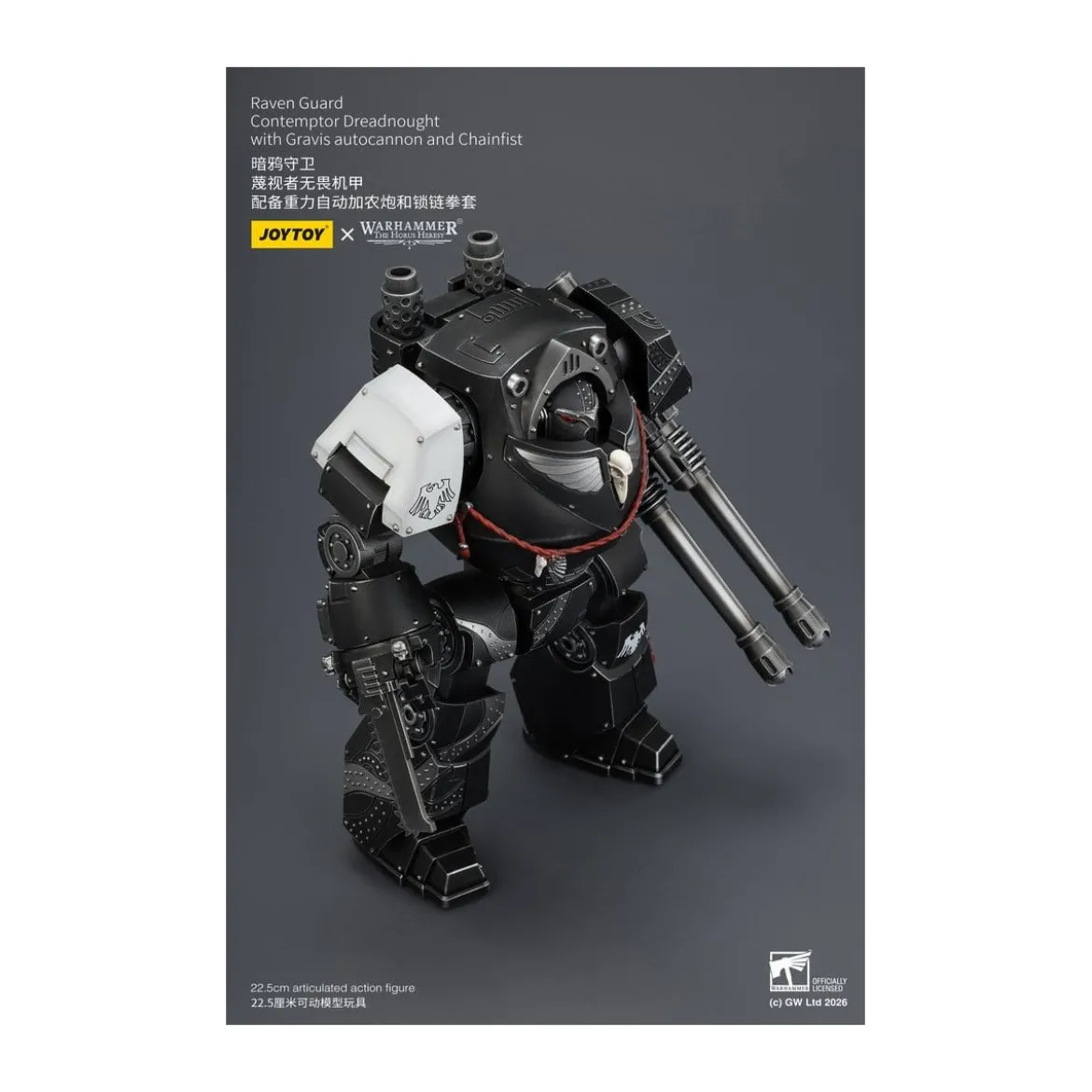 JoyToy Space Marines - Raven Guard - Contemptor Dreadnought with Gravis autocannon and Chainfist 1/18 - Warhammer 40k