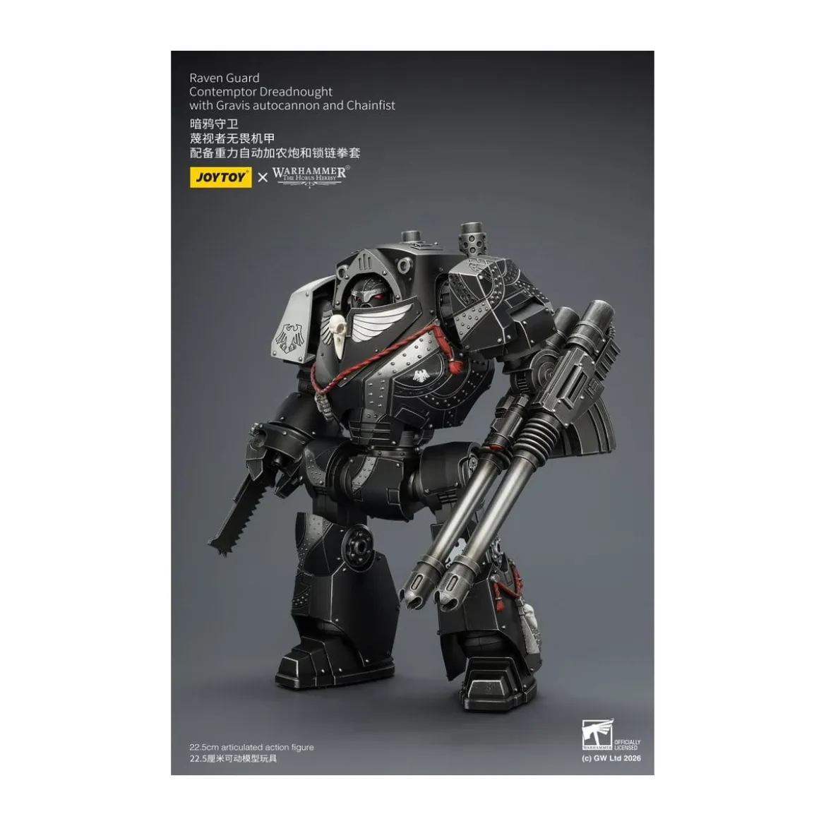 JoyToy Space Marines - Raven Guard - Contemptor Dreadnought with Gravis autocannon and Chainfist 1/18 - Warhammer 40k