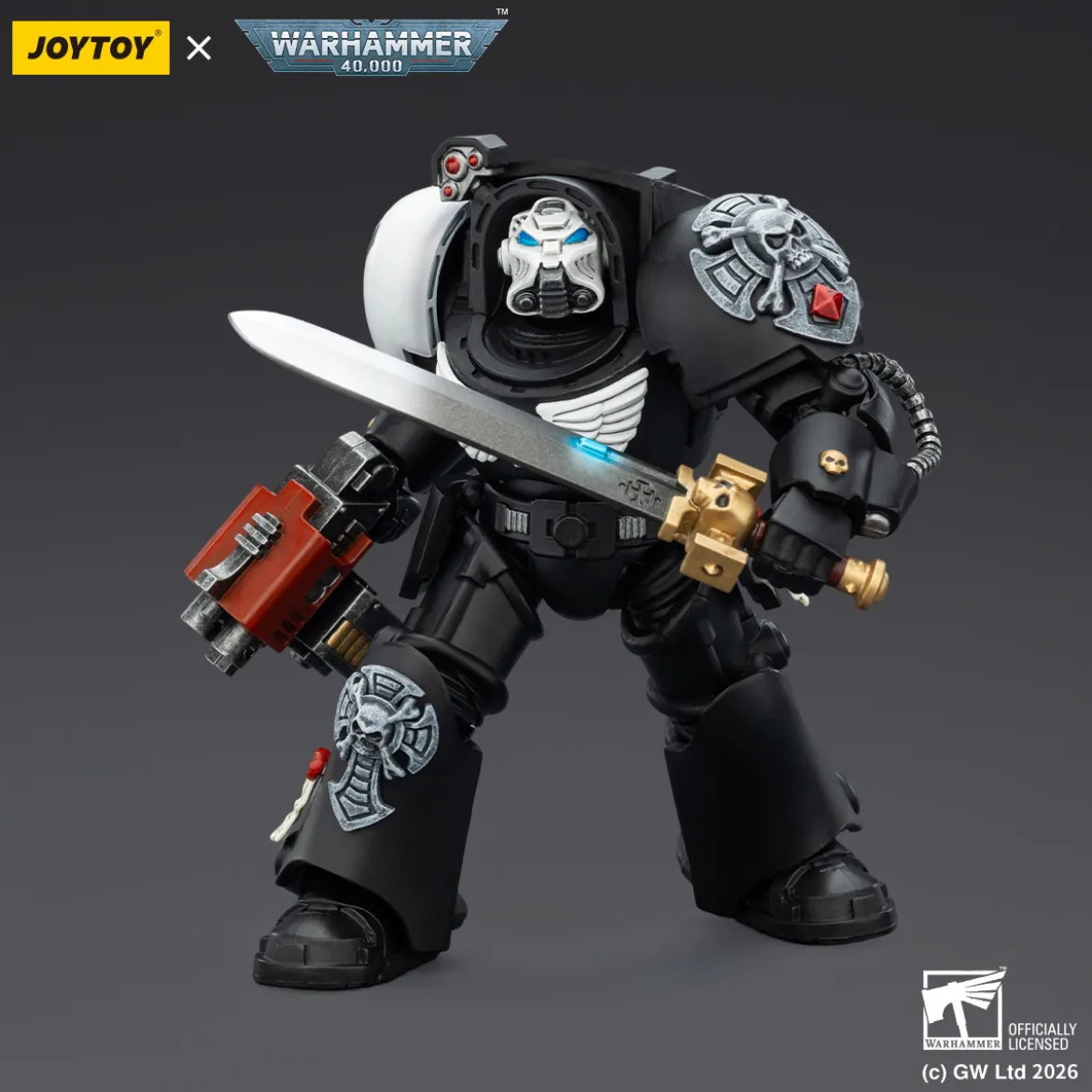 JoyToy Space Marines - Raven Guard - Terminator 1 with Power Sword and Storm Bolter 1/18 - Warhammer 40k