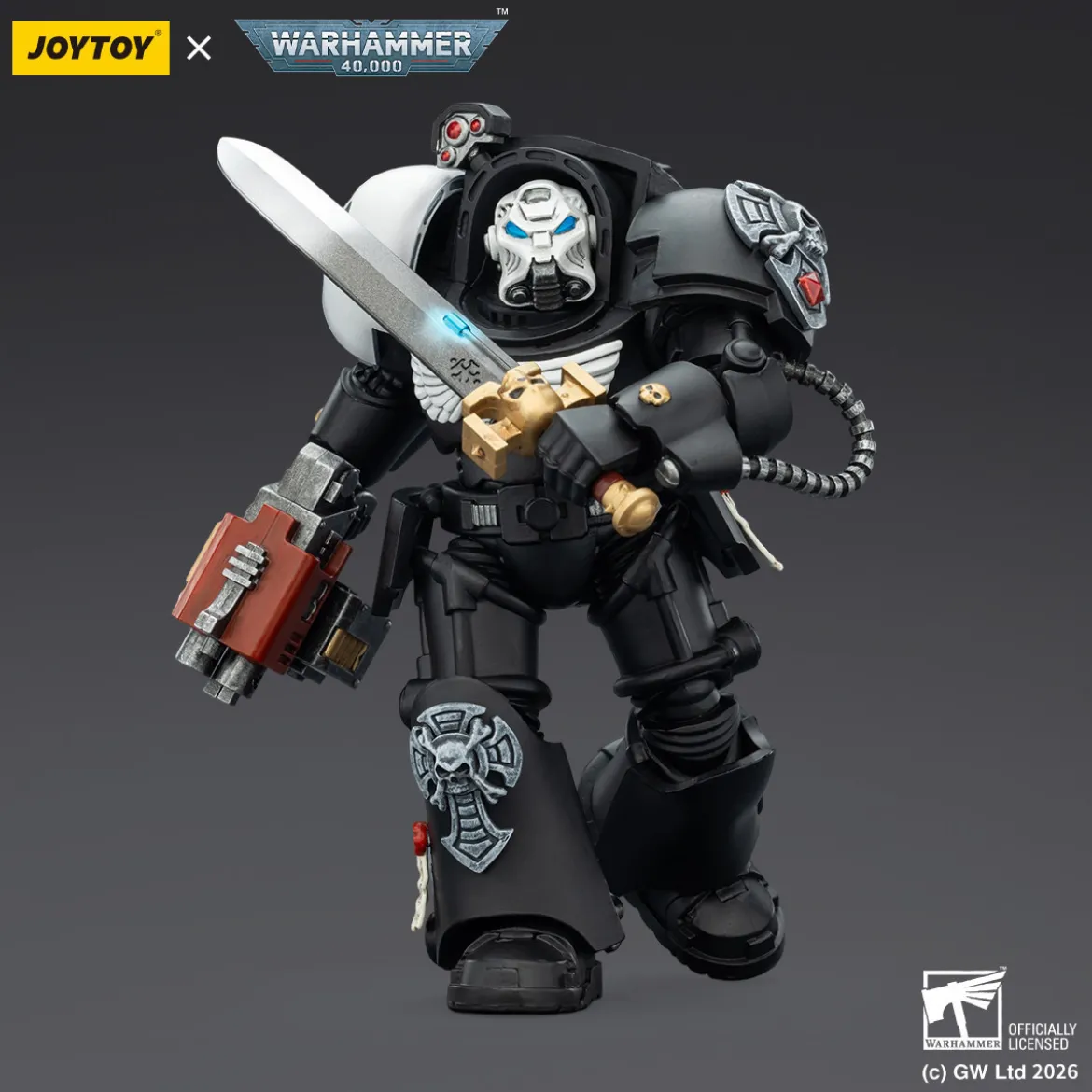 JoyToy Space Marines - Raven Guard - Terminator 1 with Power Sword and Storm Bolter 1/18 - Warhammer 40k