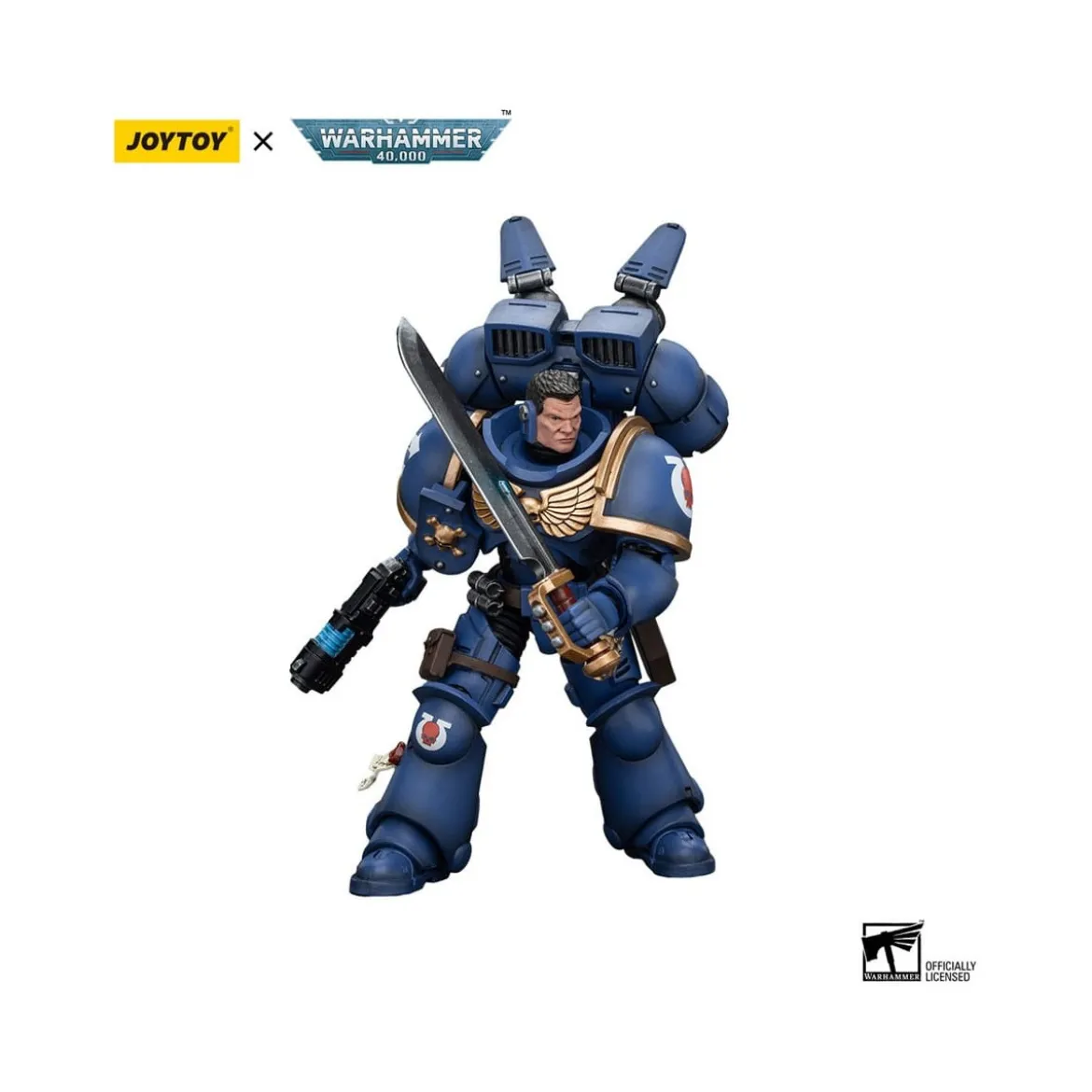 JoyToy - Space Marines - Ultramarines - Jump Pack Intercessors Sergeant With Plasma Pistol And Power Sword 1/18