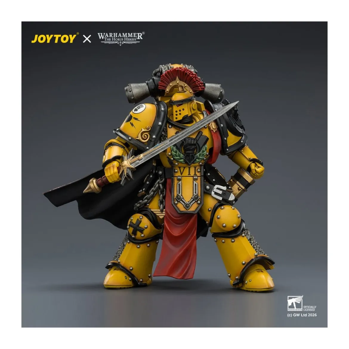 Joytoy - Warhammer - Imperial Fists - Legion Praetor in Mk III Armour with Power Sword and Bolt Pistol - The Horus Heresy