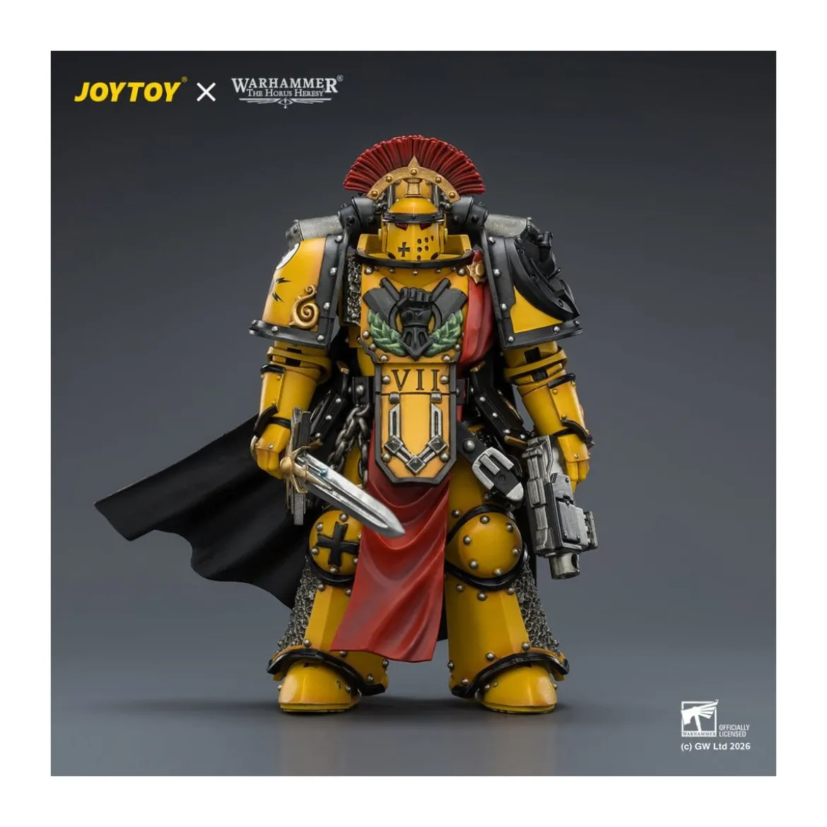 Joytoy - Warhammer - Imperial Fists - Legion Praetor in Mk III Armour with Power Sword and Bolt Pistol - The Horus Heresy