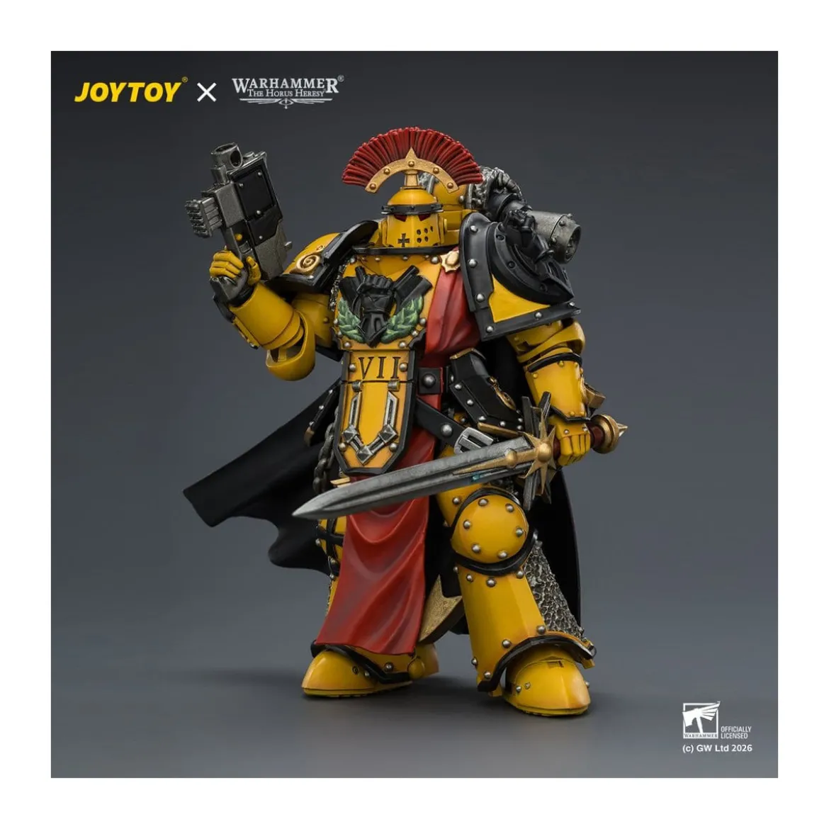 Joytoy - Warhammer - Imperial Fists - Legion Praetor in Mk III Armour with Power Sword and Bolt Pistol - The Horus Heresy