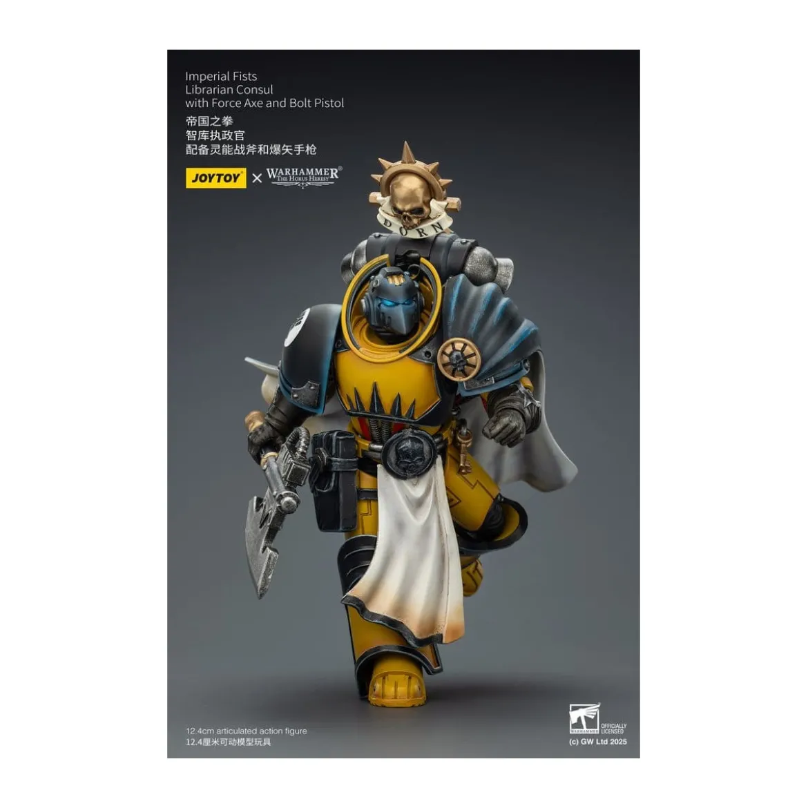 Joytoy - Warhammer - Imperial Fists - Librarian Consul with Force Axe and Bolt Pistol 1/18