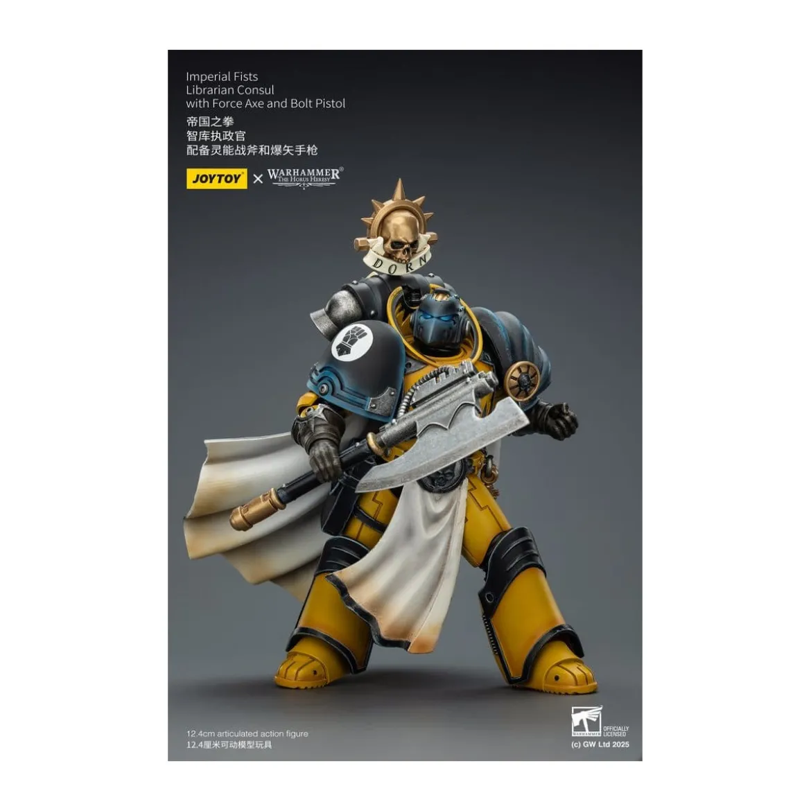 Joytoy - Warhammer - Imperial Fists - Librarian Consul with Force Axe and Bolt Pistol 1/18