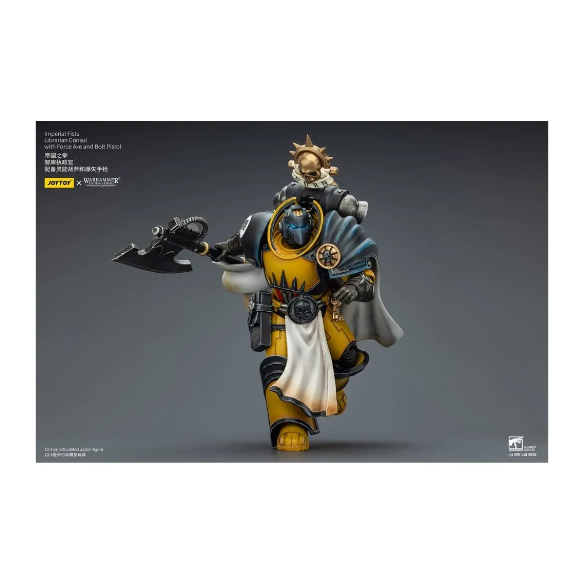 Joytoy - Warhammer - Imperial Fists - Librarian Consul with Force Axe and Bolt Pistol 1/18