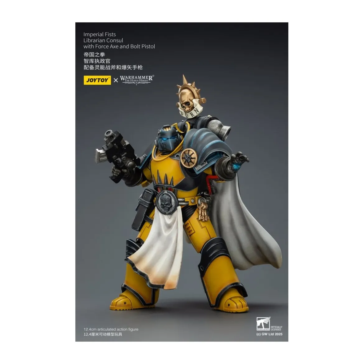 Joytoy - Warhammer - Imperial Fists - Librarian Consul with Force Axe and Bolt Pistol 1/18