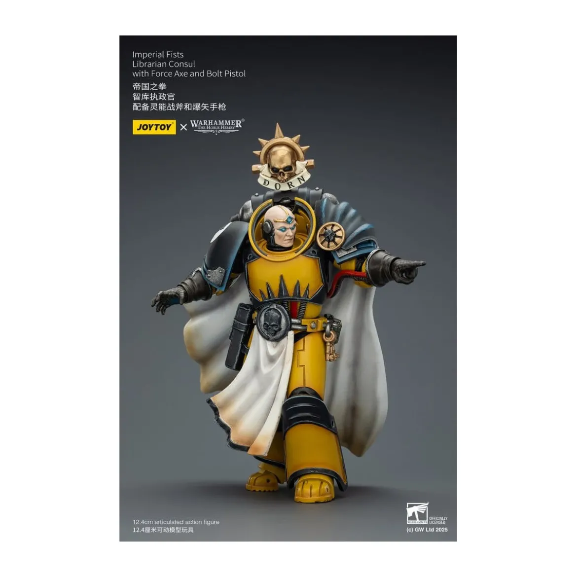 Joytoy - Warhammer - Imperial Fists - Librarian Consul with Force Axe and Bolt Pistol 1/18