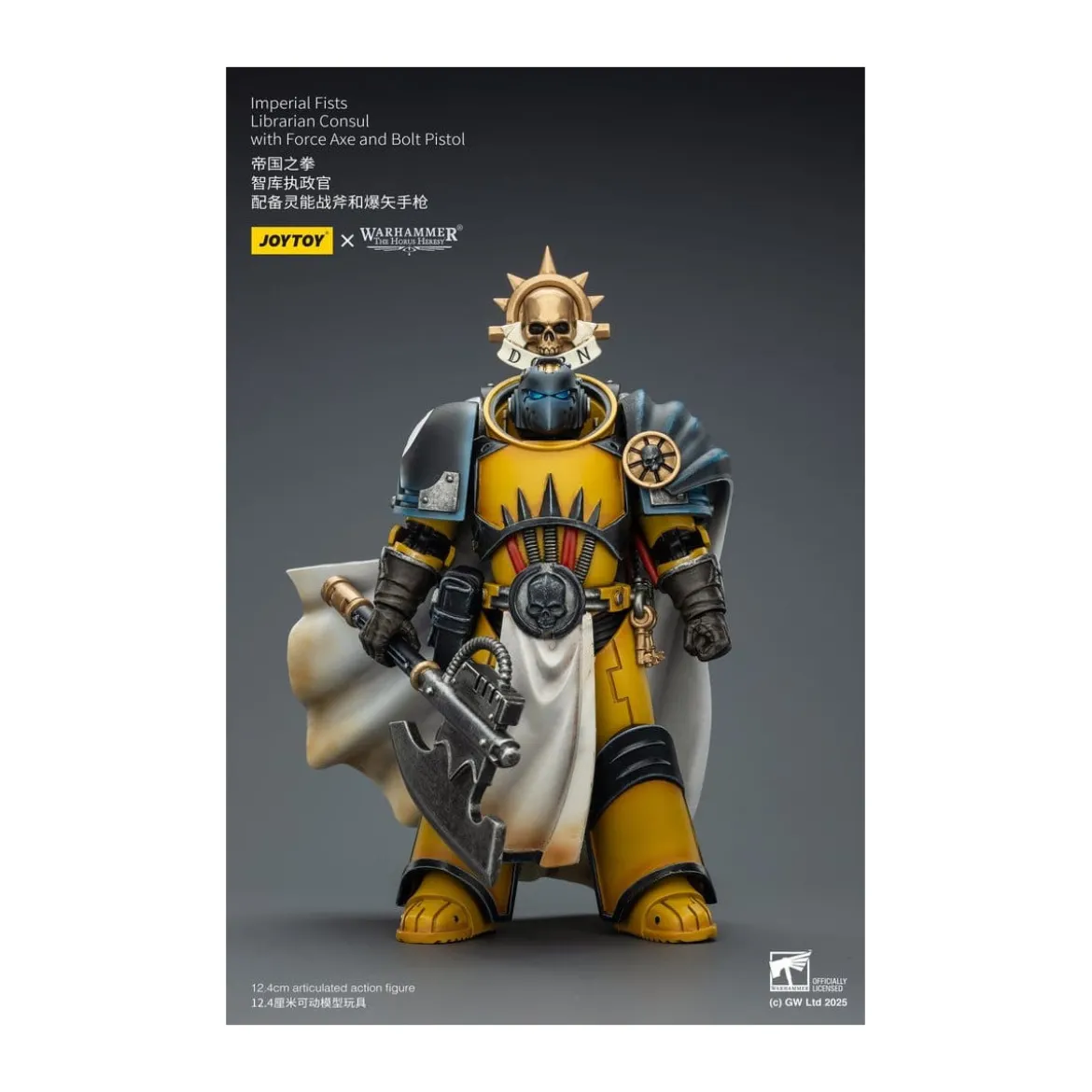 Joytoy - Warhammer - Imperial Fists - Librarian Consul with Force Axe and Bolt Pistol 1/18