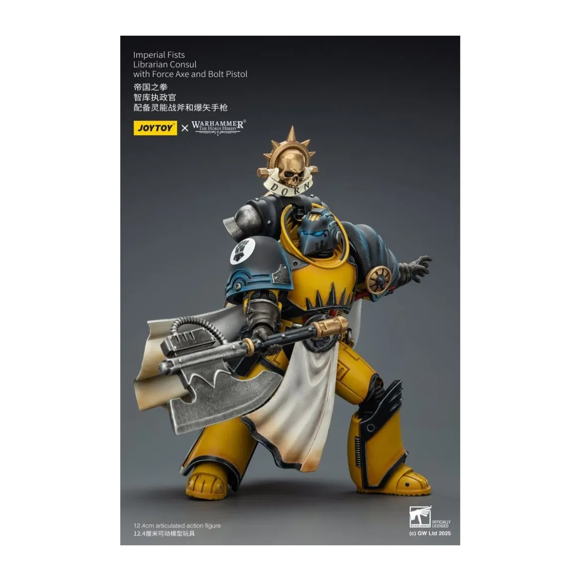 Joytoy - Warhammer - Imperial Fists - Librarian Consul with Force Axe and Bolt Pistol 1/18