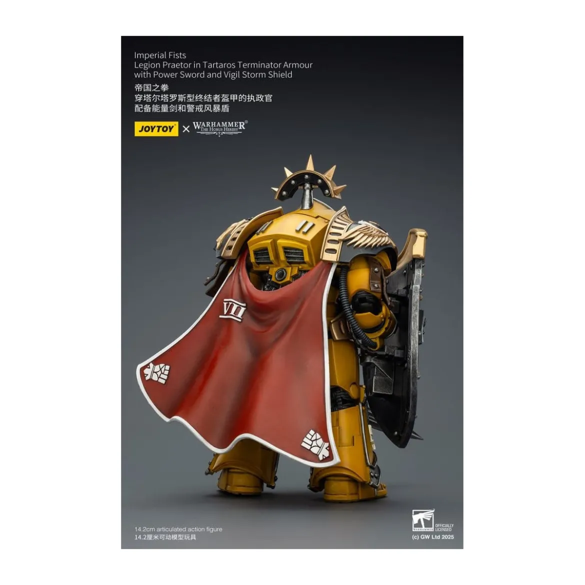 Joytoy - Warhammer - Imperial Fists - Legion Praetor in Tartaros Terminator Armour with Power Sword and Vigil Storm Shield 1/18