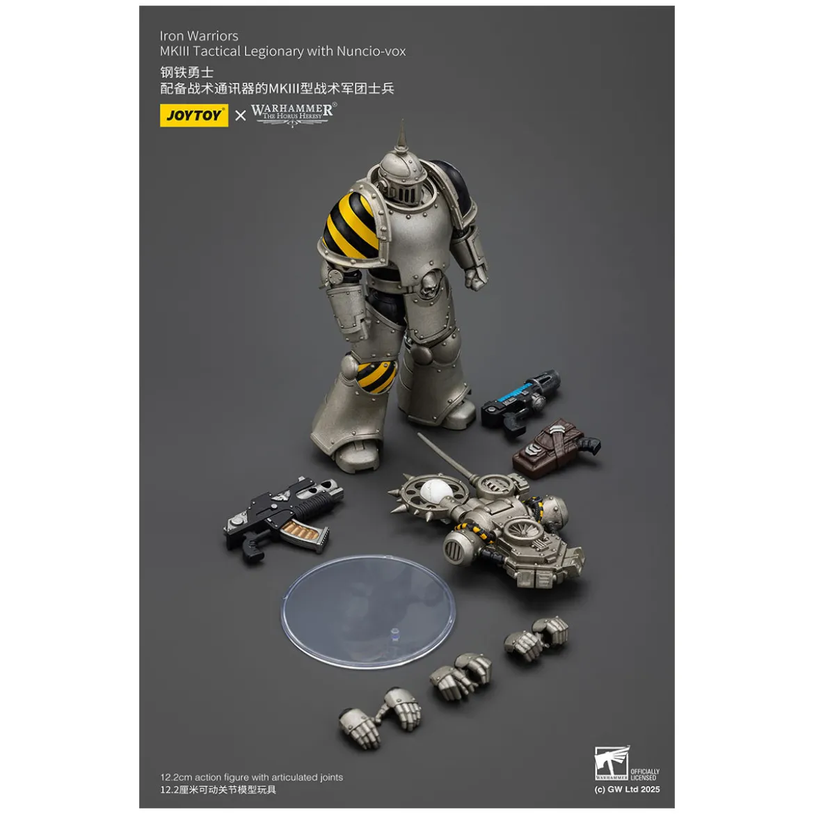 Joytoy - Warhammer - Iron Warriors Mk III Tactical Squad - Mk III Tactical Legionary with Nuncio-Vox 1/18