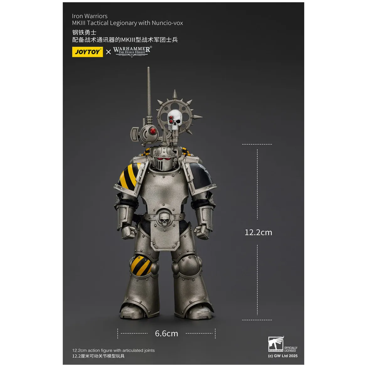 Joytoy - Warhammer - Iron Warriors Mk III Tactical Squad - Mk III Tactical Legionary with Nuncio-Vox 1/18