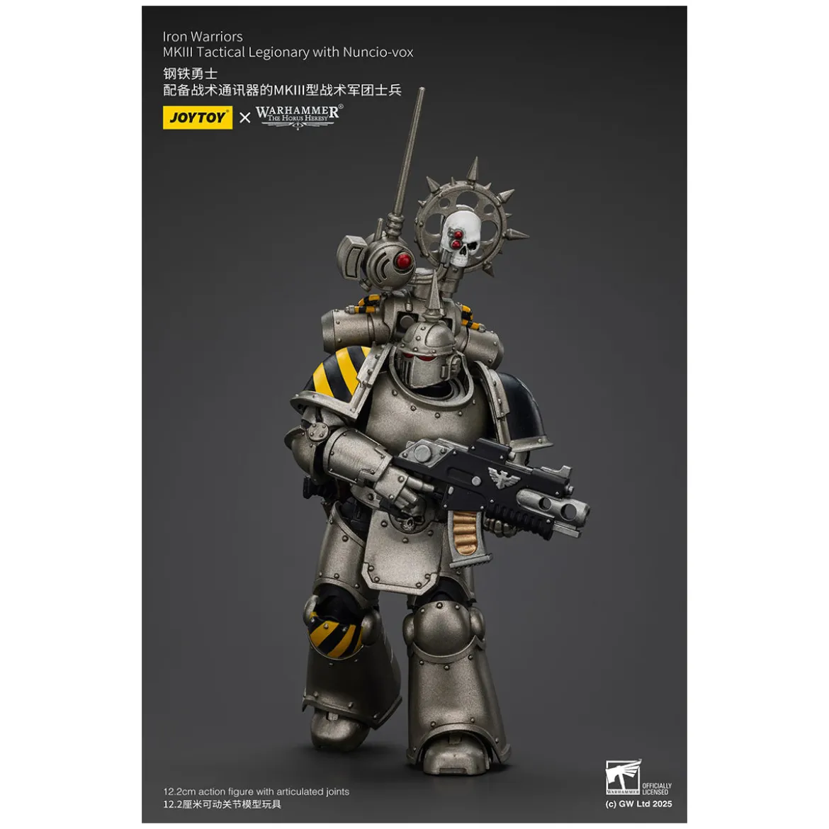 Joytoy - Warhammer - Iron Warriors Mk III Tactical Squad - Mk III Tactical Legionary with Nuncio-Vox 1/18