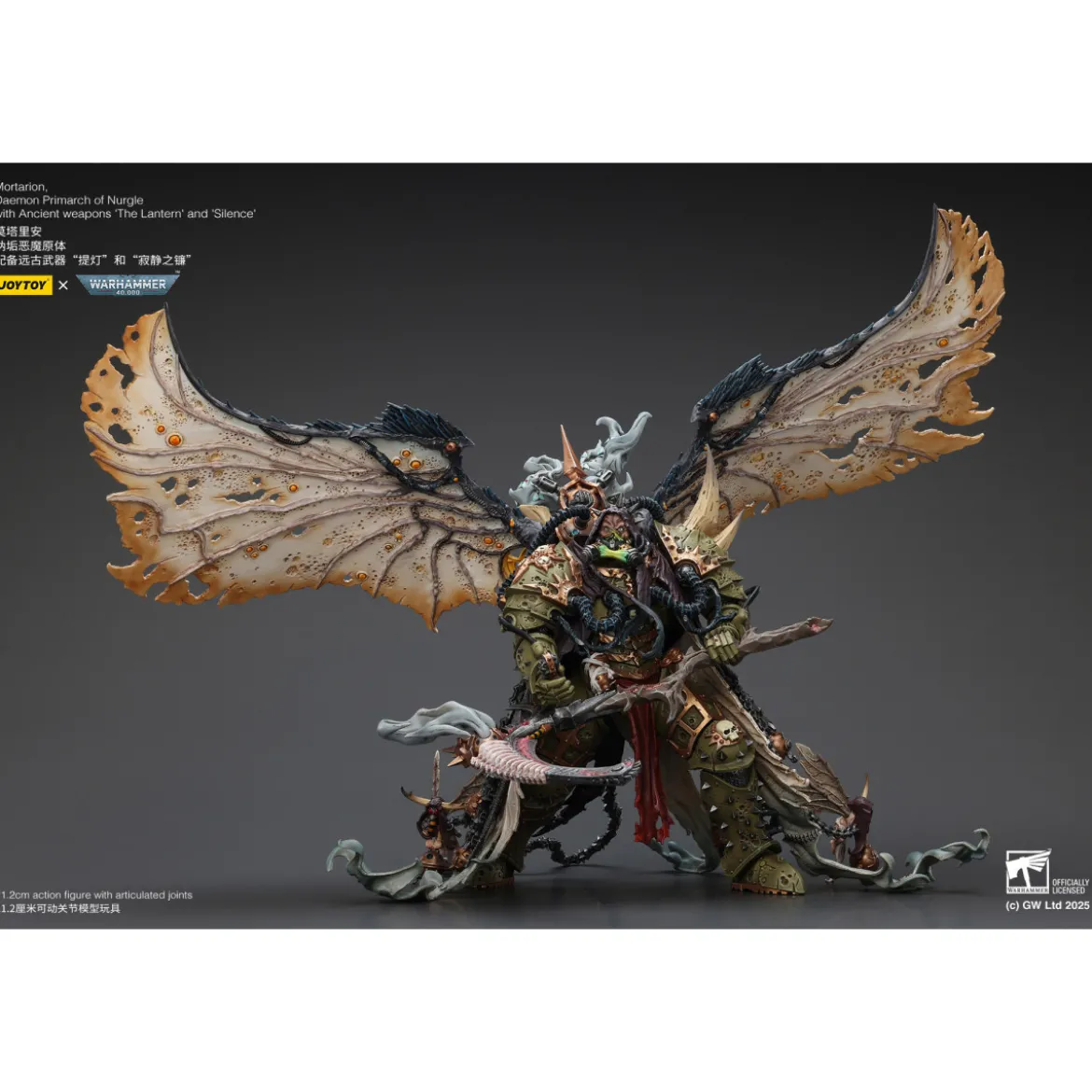 Joytoy - Warhammer - Mortarion Daemon Primarch of Nurgle with Ancient weapons The Lantern and Silence 1/18 - Warhammer 40000