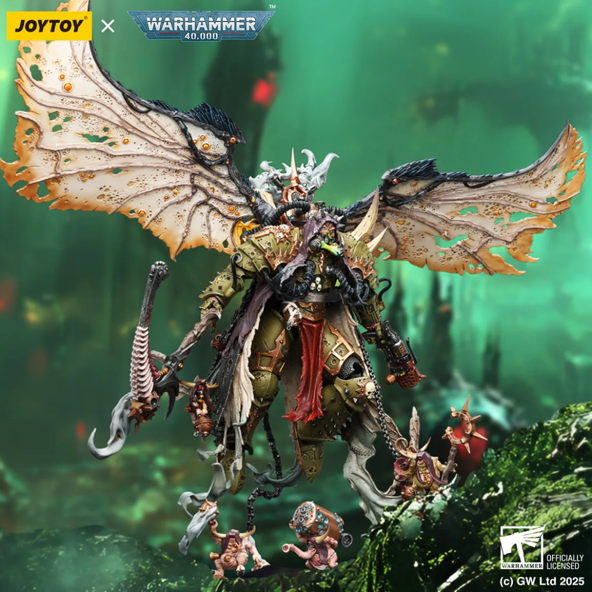 Joytoy - Warhammer - Mortarion Daemon Primarch of Nurgle with Ancient weapons The Lantern and Silence 1/18 - Warhammer 40000