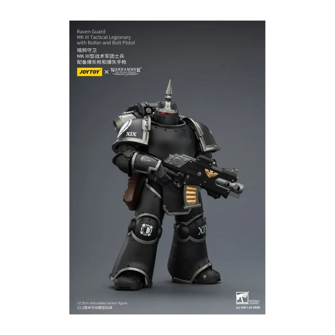 Joytoy - Warhammer - Raven Guard Mk III Tactical Squad - Mk III Tactical Legionary with Bolter and Bolt Pistol 1/18