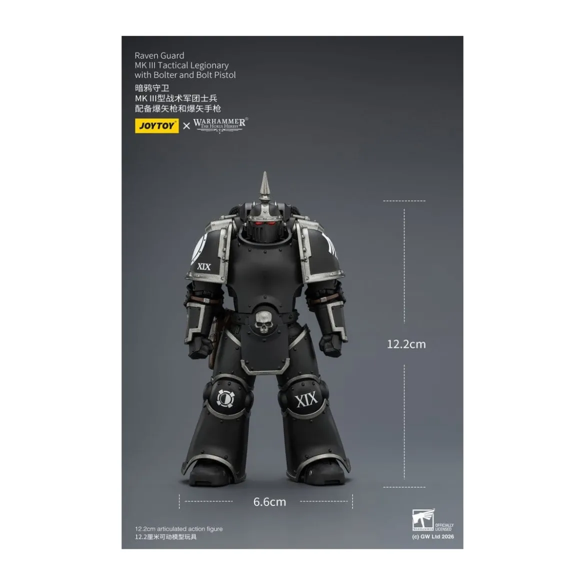 Joytoy - Warhammer - Raven Guard Mk III Tactical Squad - Mk III Tactical Legionary with Bolter and Bolt Pistol 1/18