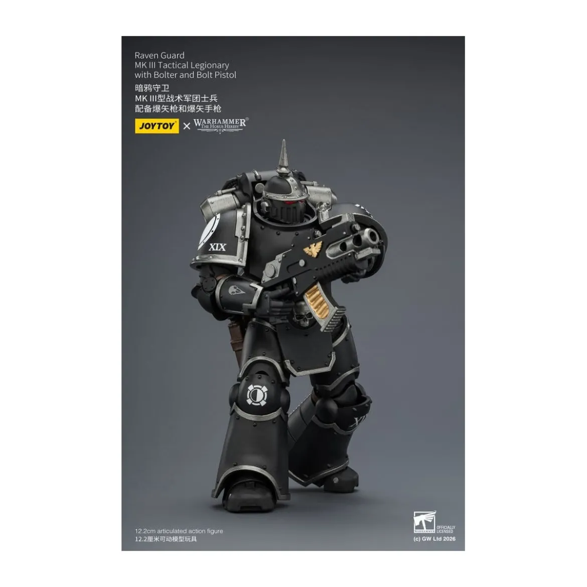 Joytoy - Warhammer - Raven Guard Mk III Tactical Squad - Mk III Tactical Legionary with Bolter and Bolt Pistol 1/18