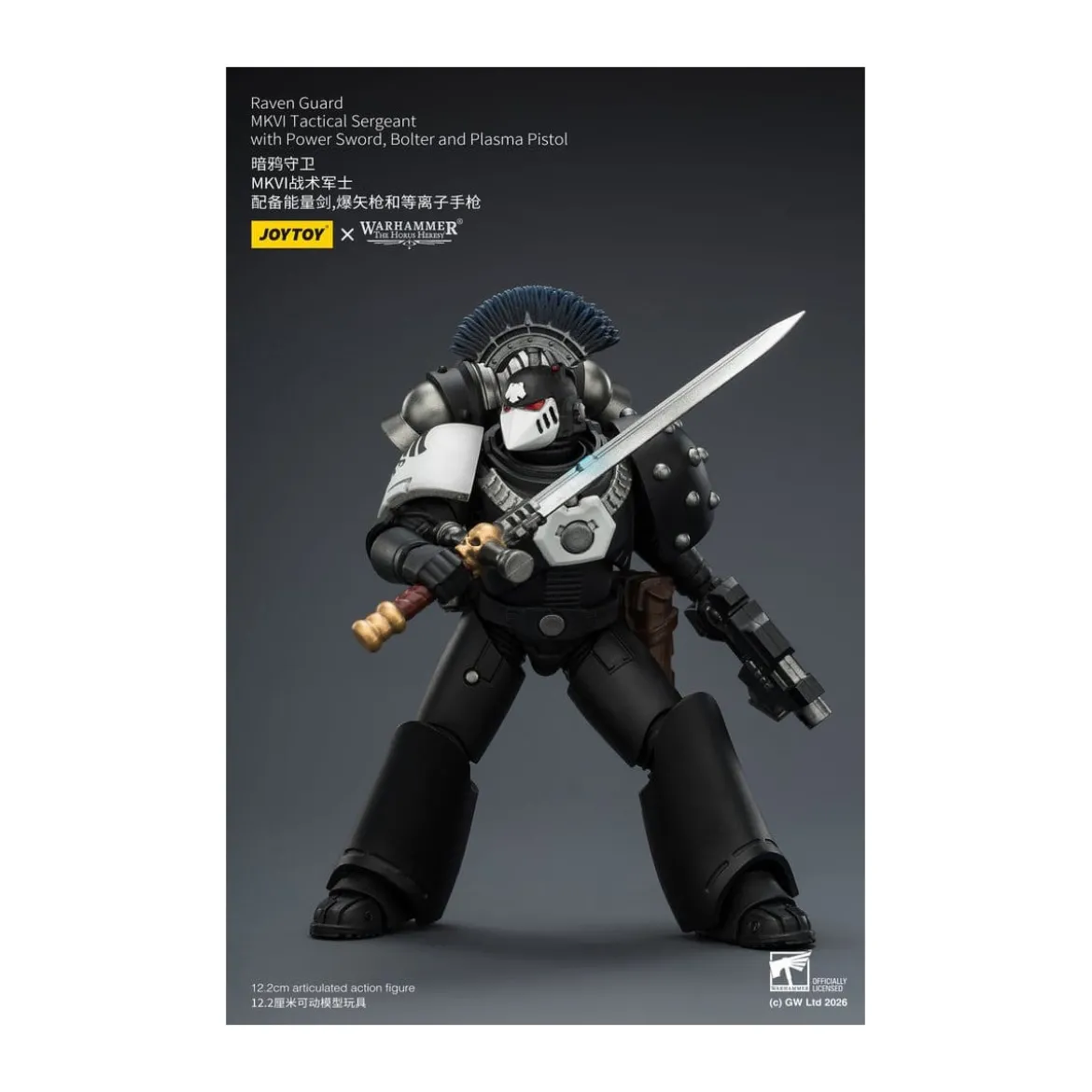 Joytoy - Warhammer - Raven Guard MKVI Tactical Sergeant with Power Sword, Bolter and Plasma Pistol