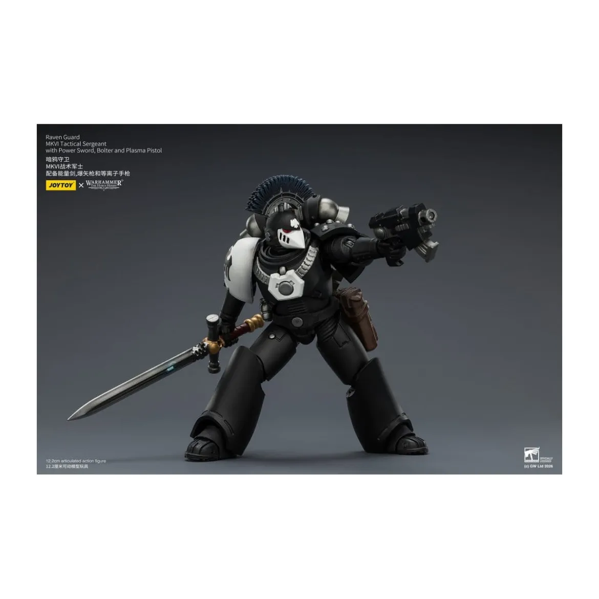 Joytoy - Warhammer - Raven Guard MKVI Tactical Sergeant with Power Sword, Bolter and Plasma Pistol