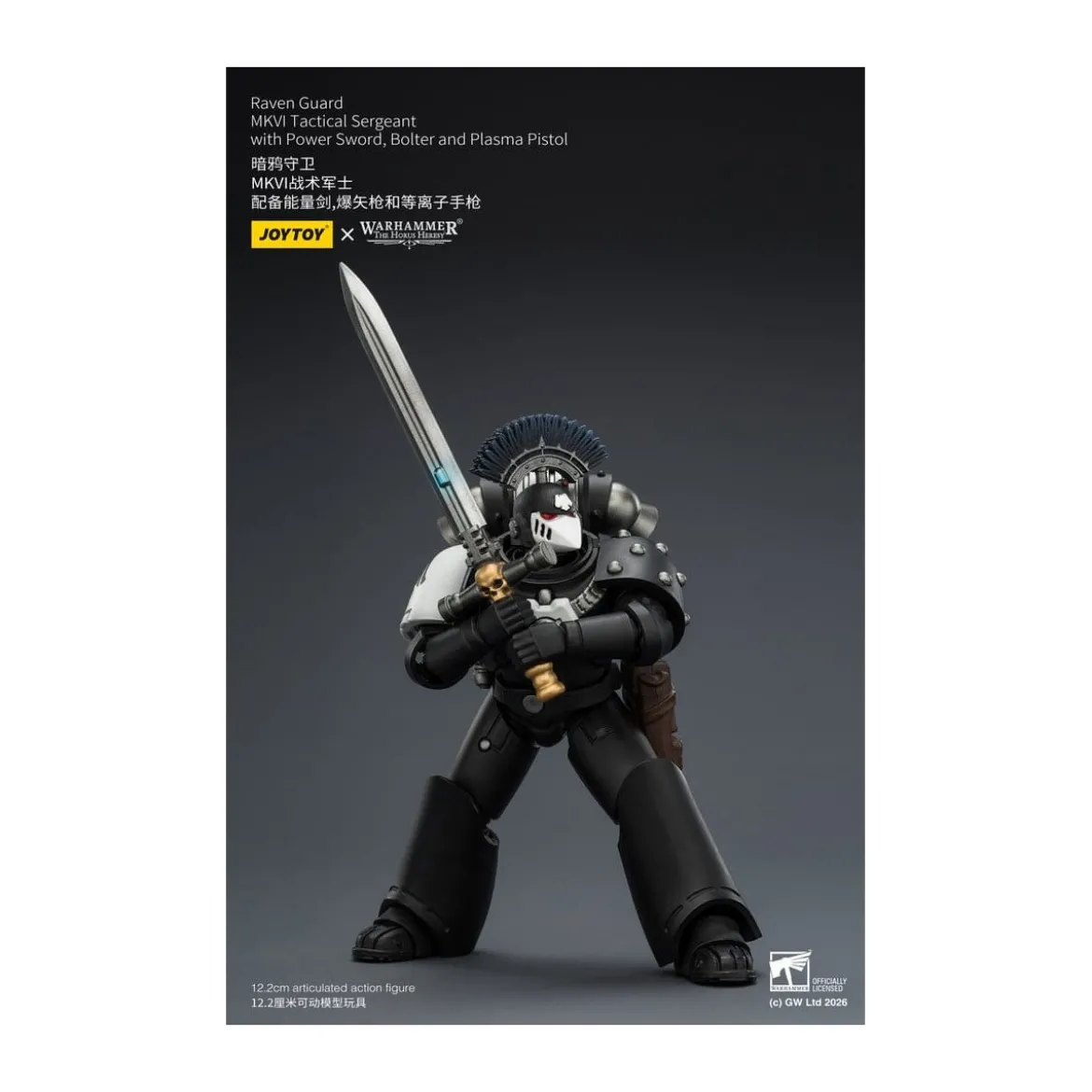Joytoy - Warhammer - Raven Guard MKVI Tactical Sergeant with Power Sword, Bolter and Plasma Pistol