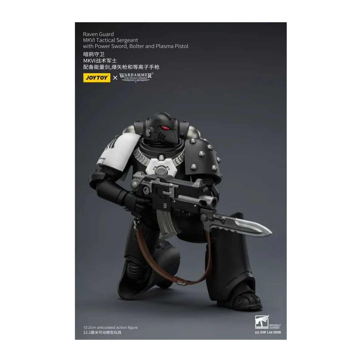 Joytoy - Warhammer - Raven Guard MKVI Tactical Sergeant with Power Sword, Bolter and Plasma Pistol