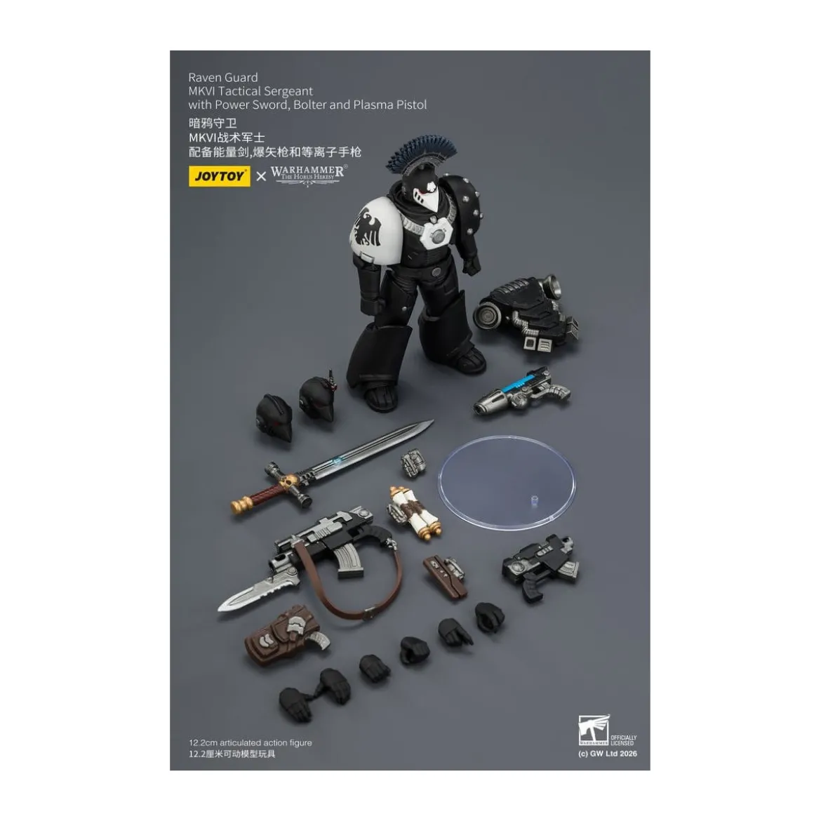 Joytoy - Warhammer - Raven Guard MKVI Tactical Sergeant with Power Sword, Bolter and Plasma Pistol