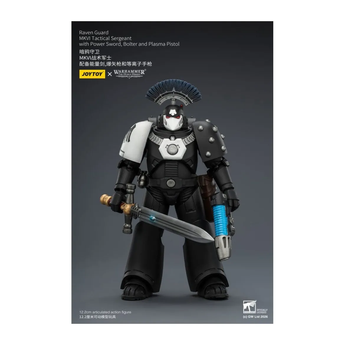 Joytoy - Warhammer - Raven Guard MKVI Tactical Sergeant with Power Sword, Bolter and Plasma Pistol