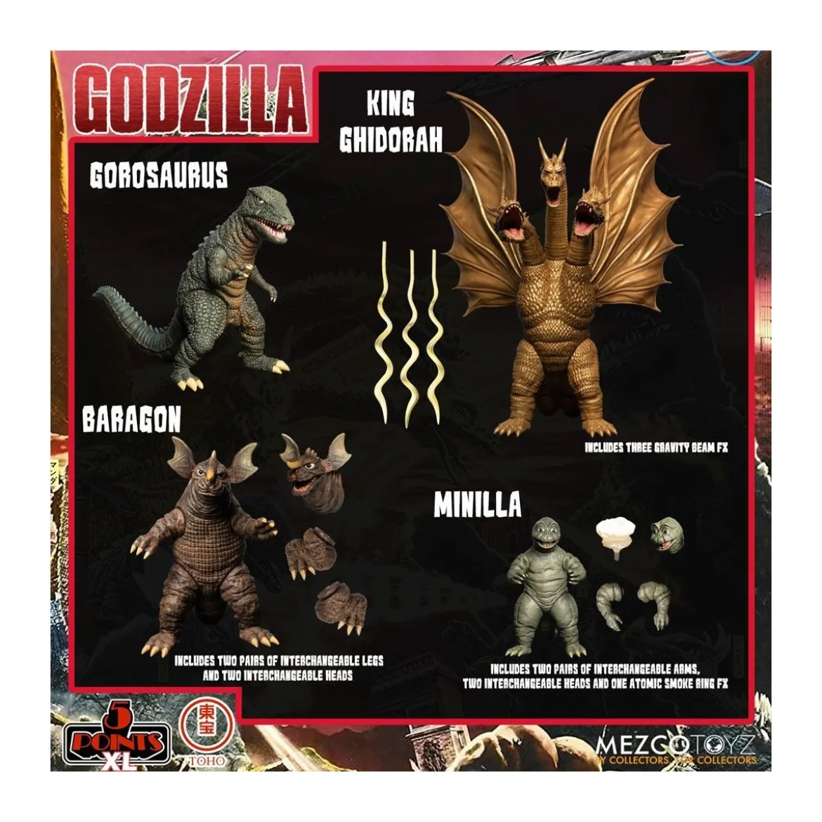 Mezco 5 Points XL Deluxe Box Set Round 2 - Godzilla : Les envahisseurs attaquent