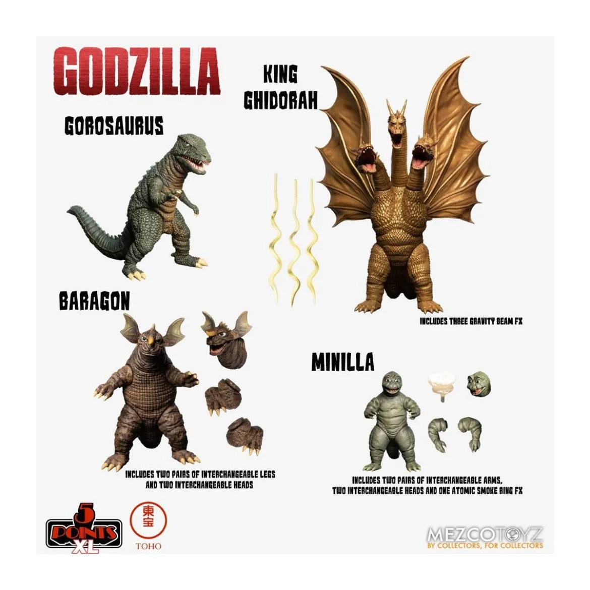 Mezco 5 Points XL Deluxe Box Set Round 2 - Godzilla : Les envahisseurs attaquent