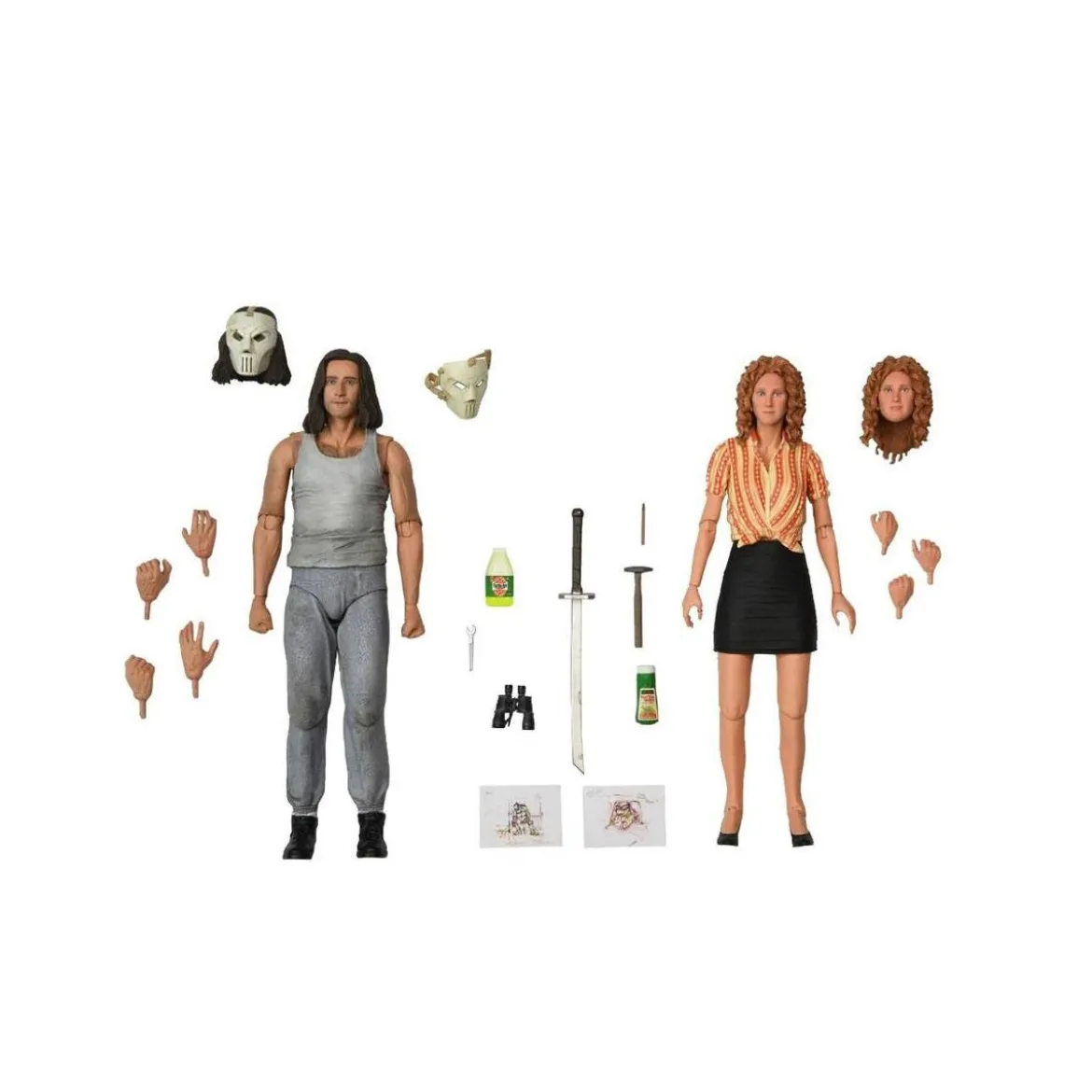Neca - TMNT - Pack 2 figurines Les Tortues ninja - April O'Neil & Casey Jones Farm - Teenage Mutant Ninja Turtles The Movie