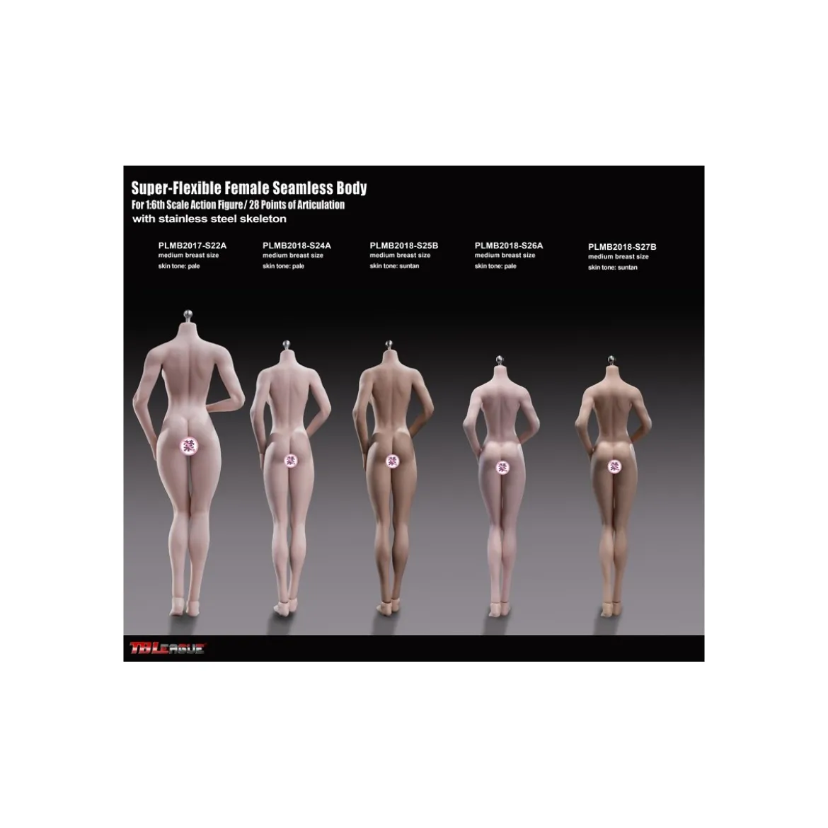 Phicen - TBLeague 1/6 Scale Female Super-Flexible Seamless Body - Corp petit pale bonnets moyens