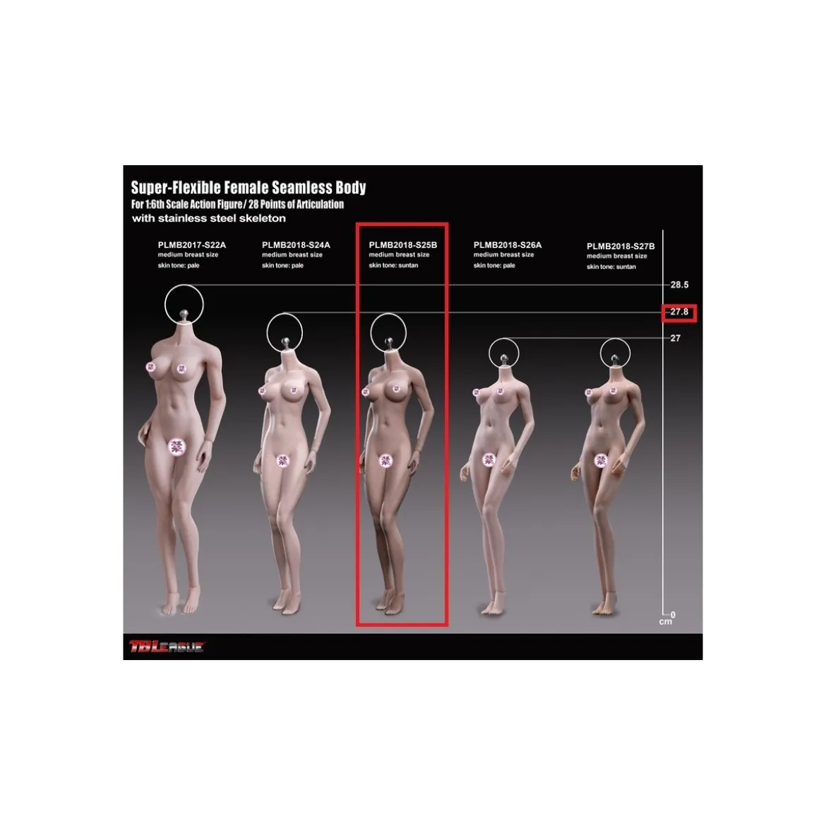 Phicen - TBLeague 1/6 Scale Female Super-Flexible Seamless Body - Corp moyen bronzé bonnets moyens