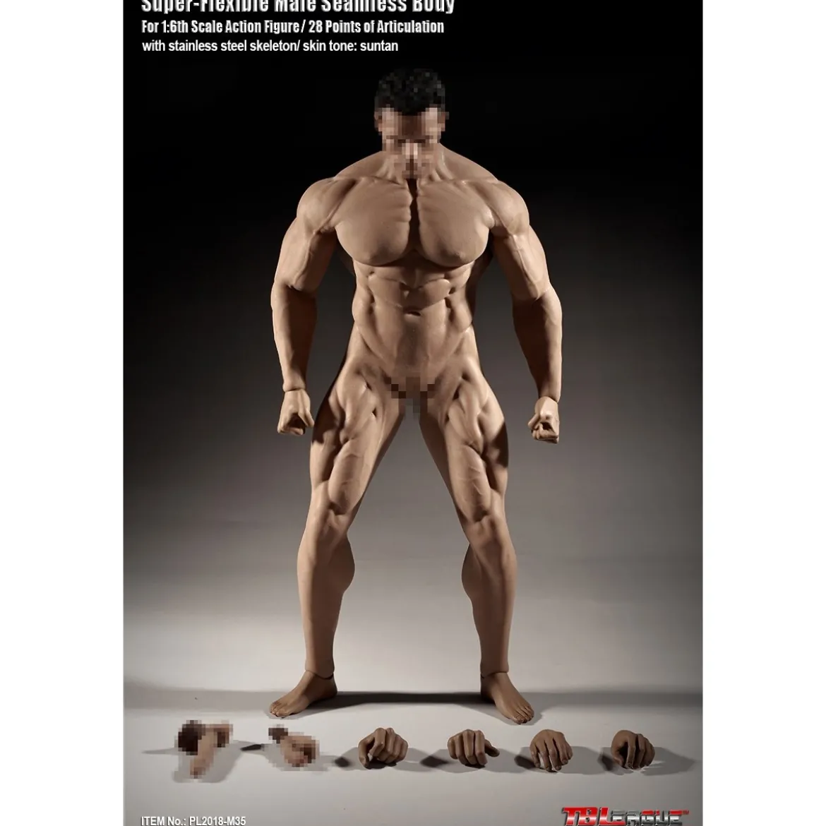 Phicen - TBLeague 1/6th Scale Super-Flexible Male Seamless Body - Corp bronzé Musculature Forte
