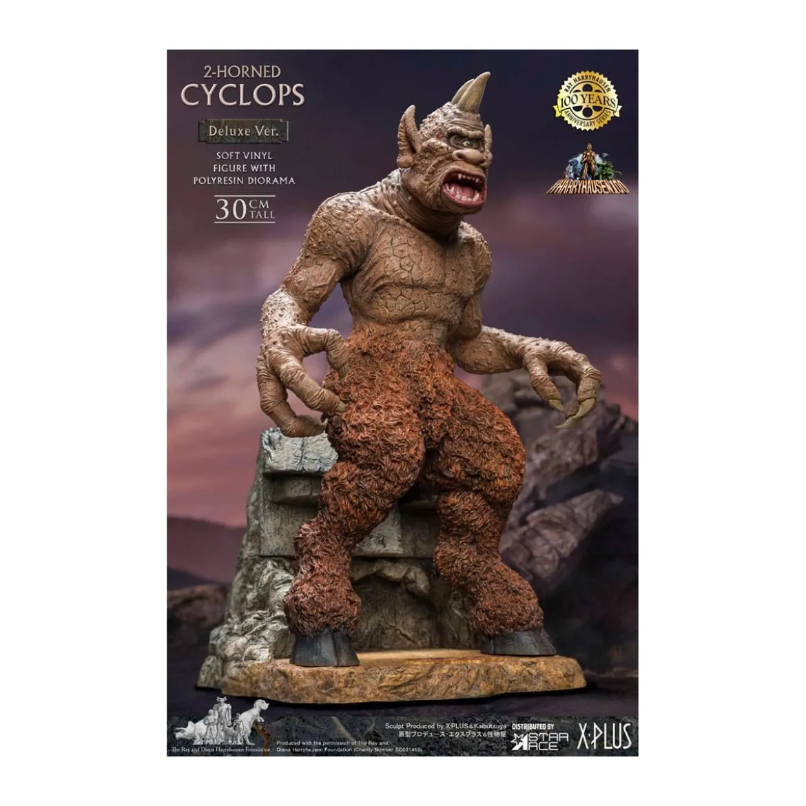 Star ace - Ray Harryhausens Horned Cyclops Deluxe Version - Le Septième Voyage de Sinbad statuette Soft Vinyl.