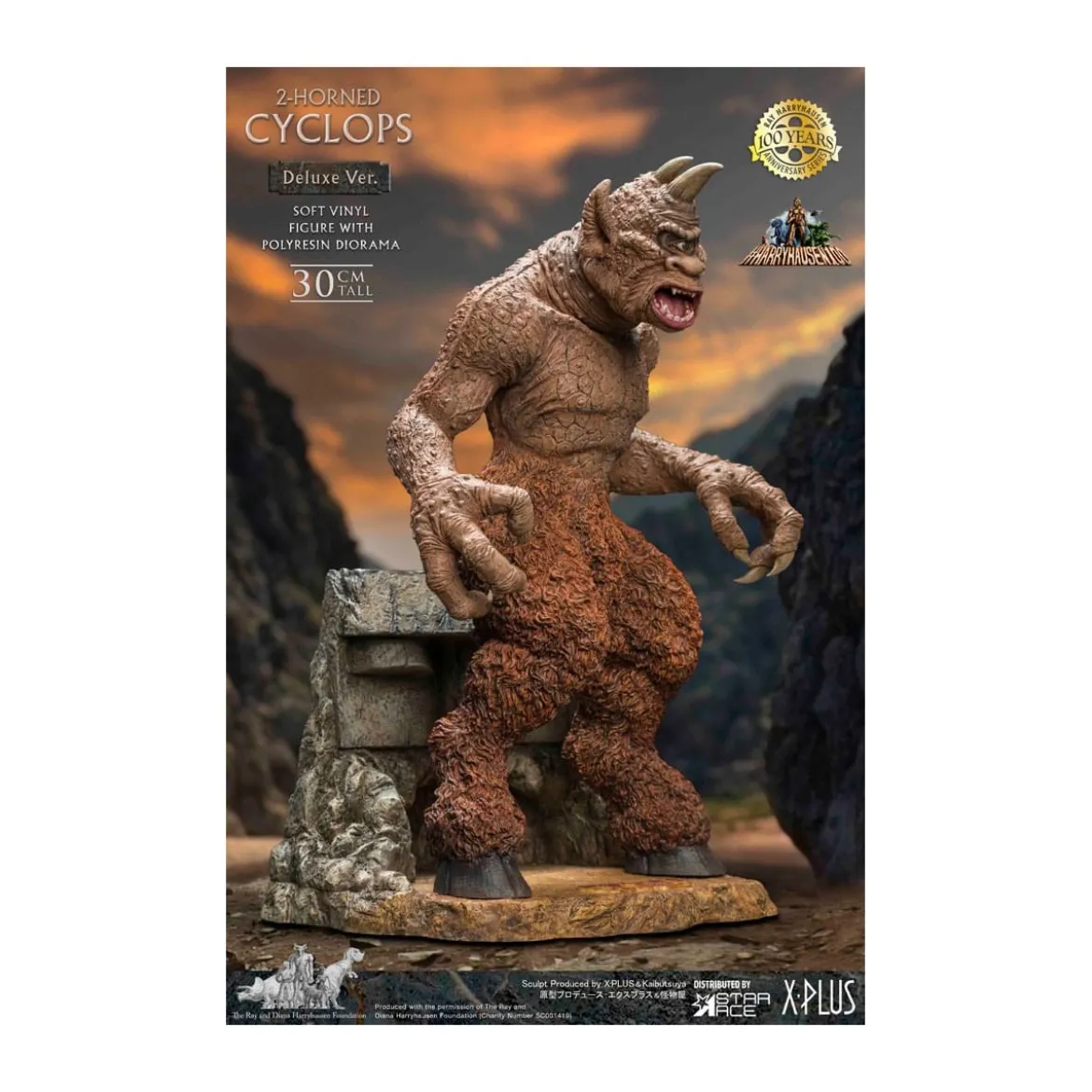Star ace - Ray Harryhausens Horned Cyclops Deluxe Version - Le Septième Voyage de Sinbad statuette Soft Vinyl.