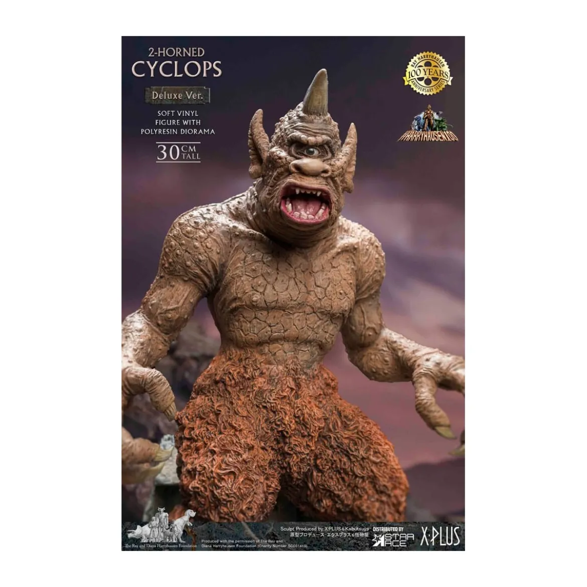 Star ace - Ray Harryhausens Horned Cyclops Deluxe Version - Le Septième Voyage de Sinbad statuette Soft Vinyl.