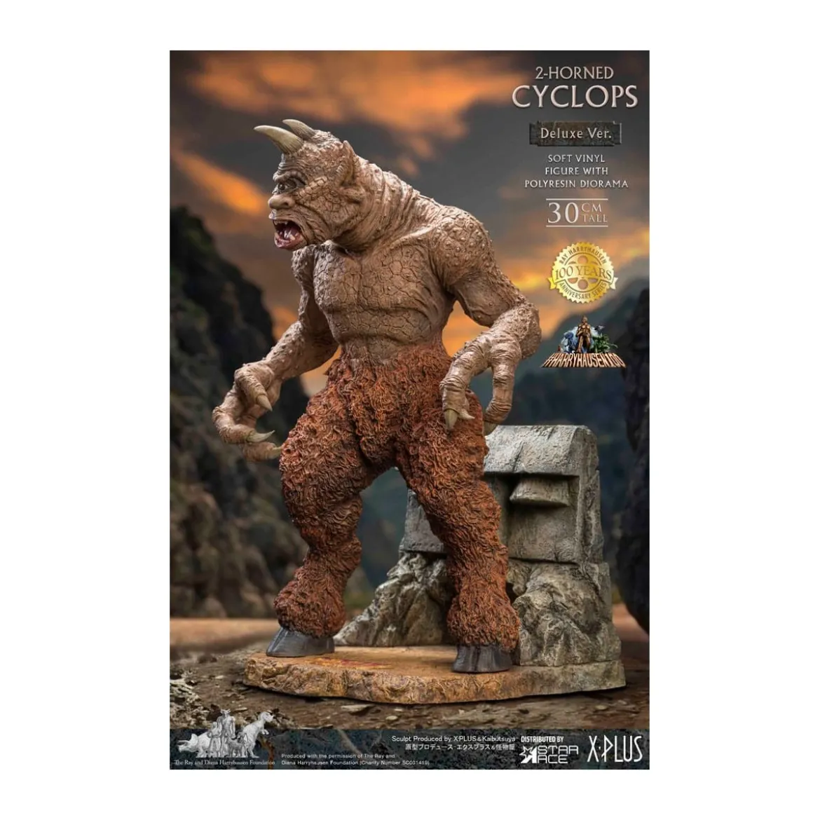 Star ace - Ray Harryhausens Horned Cyclops Deluxe Version - Le Septième Voyage de Sinbad statuette Soft Vinyl.