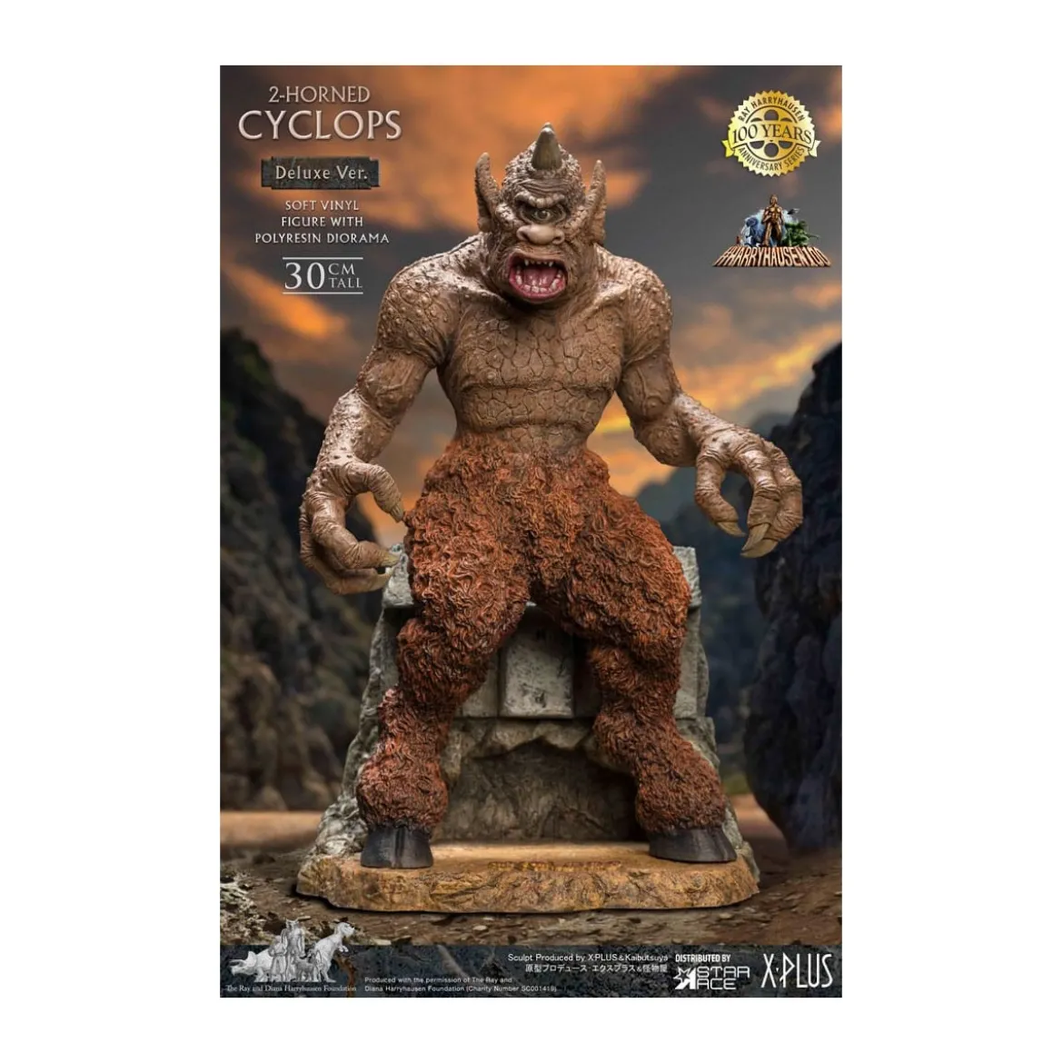 Star ace - Ray Harryhausens Horned Cyclops Deluxe Version - Le Septième Voyage de Sinbad statuette Soft Vinyl.