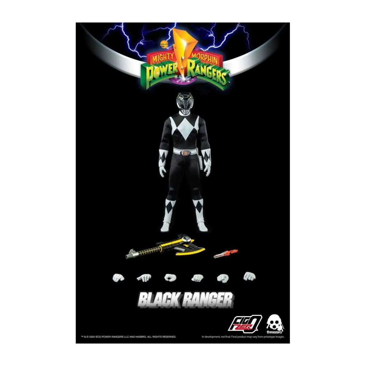 Three 0 - Black Ranger - Mighty Morphin Power Rangers FigZero 1/6