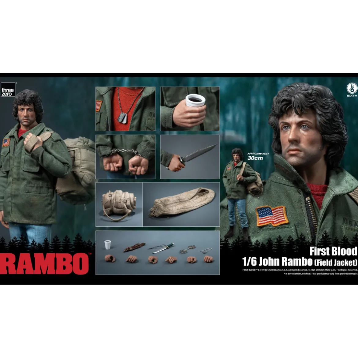 Three Zero - Rambo I - Figurine 1/6 - John Rambo Field Jacket - 30cm